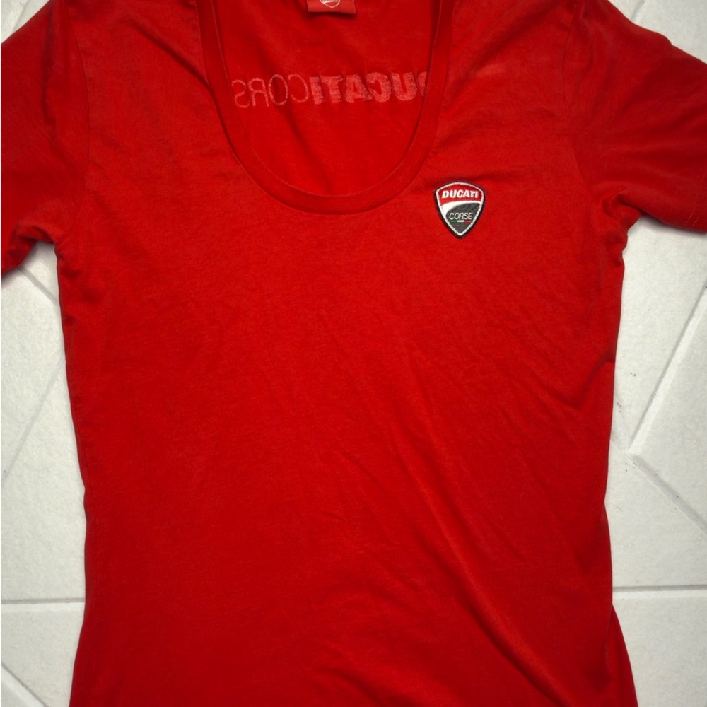 Ducati Corse Women’s Red Logo Tee Moto Racing Slim Fit - Small - Picture 2 of 6